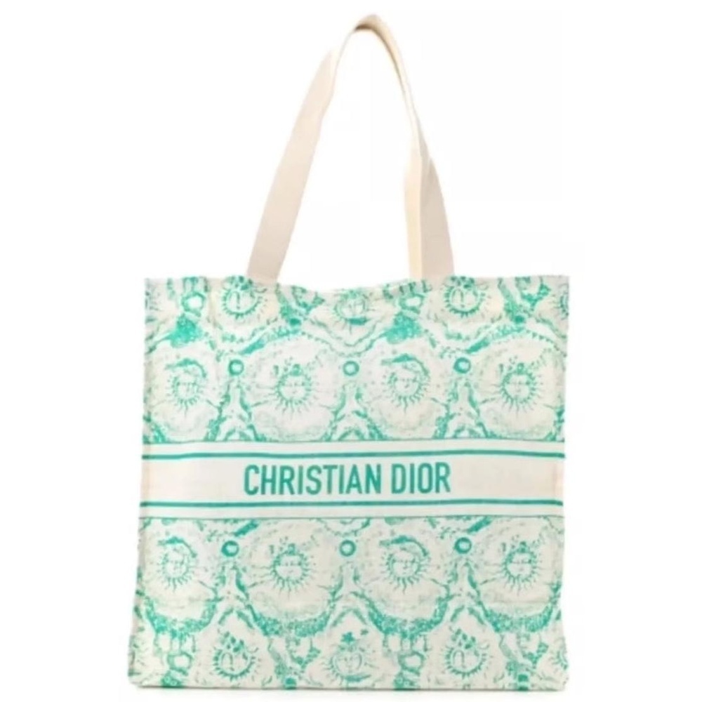 New Dior Dioriveria Green Linen Tote Bag